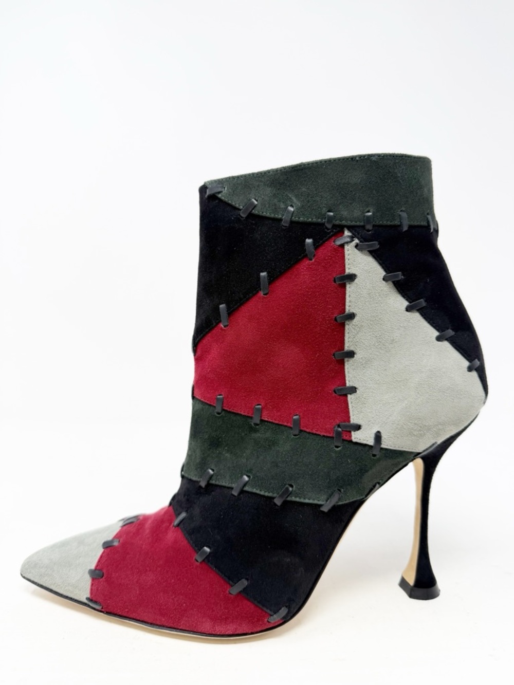 Manolo Blahnik Couturahi Patchwork Suede Zip Booties Womens Size EU 36.5 - Picture 8 of 10